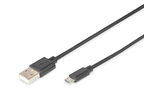 USB 2.0 Bağlantı Kablosu, USB A Erkek - micro USB B Erkek, 1.80 metre, AWG 28, UL, siyah renk