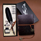 Tüylü Kalem ve Deri Defter Set 646