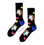 Unicorn Desenli Siyah Kolej Çorap