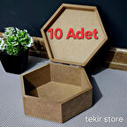  Ahşap Altıgen Öğrenci Kutu Çok Amaçlı Kapaklı Organizer Ham Hobi Boyamalık Saklama Kutusu