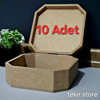  Ahşap Sekizgen Kare Öğrenci Kutu Çok Amaçlı Kapaklı Organizer Ham Hobi Boyamalık Saklama Kutusu