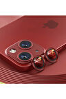 Iphone 13 Mini Kamera Koruyucu Lens Mercek Metal Çerçeveli 2li Set Kırmızı Red
