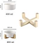 Kedi Mama-Su Kabı Çevre Dostu Seramik Ve Doğal Ahşaptan