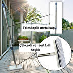 Teleskopik Saplı Temizlik Fırçası – Çekçekli Dayanıklı Sert Kıllı Fırça - Balkon/Tuvalet Fırçası