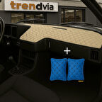 Bej Renk Tofaş Şahin Doğan Kartal Alçak Ön Göğüs Torpido Kaplama Koruma Örtüsü - Mavi Renk Kapitone Araç Oto Yastık Aksesuar