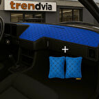 Mavi Renk Tofaş Şahin Doğan Kartal Alçak Ön Göğüs Torpido Kaplama Koruma Örtüsü - Mavi Renk Kapitone Araç Oto Yastık Aksesuar