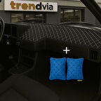 Siyah Bej Renk Tofaş Şahin Doğan Kartal Alçak Ön Göğüs Torpido Kaplama Koruma Örtüsü -Mavi Renk  Kapitone Araç Oto Yastık Aksesuar