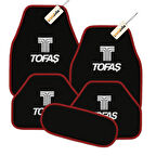 Siyah Kırmızı Renk TOFAŞ Yazılı Oto Halı Paspas 5 Parça – Suya Dayanıklı, Kaymaz ve Kolay Temizlenen Araç Paspası