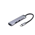 Type-C Hub 3*Usb2.0 + Usb3.0 Gri HDX7040