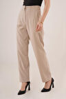 leyla sanat sanata yeni bir bakış açısı Çift Pens Detaylı Krem Pantolon