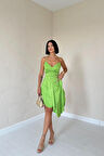 leyla sanat sanata yeni bir bakış açısı Yeşil Jakarlı Asimetrik Elbise