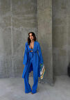leyla sanat sanata yeni bir bakış açısı KRINKILL BÜSTİYER-PANTOLON-KİMONO TAKIM - Mavi