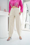 leyla sanat sanata yeni bir bakış açısı Bej Yüksek Bel Pantolon