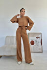 leyla sanat sanata yeni bir bakış açısı Camel Fitilli Bluz Ve Pantolon Takım