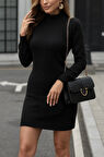 leyla sanat sanata yeni bir bakış açısı Kadın Uzun Kollu Balıkçı Yaka Triko Mini Boy Elbise