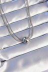 316L Çelik Çift Zincirli Gümüş Renk Topçuk İtalyan Model Kolye - TJ-BKO8877