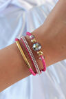Pembe Renk Zirkon Taşlı Deri Çoklu Bileklik - TJ-BB6352