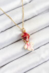 316L Çelik Zincir Kırmızı Balık Model Gold Renk Kadın Kolye - TJ-BKO10325
