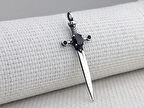 Şovalye Kılıcı Siyah Zirkon Taşlı 925 Ayar Gümüş Kolye Ucu