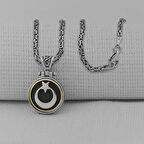 Ay Yıldız Ortası Dönen 925 Ayar Gümüş Kolye