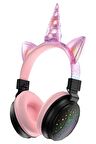 Unicorn Kedi Led Işıklı Bluetooth Kablosuz Kulaküstü Kulaklık Yeni Nesil