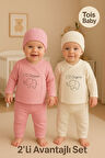 2 Li Avantajlı Set Hediyelik Organik Hastahane Çıkışı Bebek Takımı 0-3 Ay
