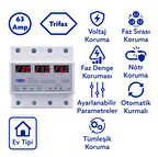 Tomzn Voltaj Koruma Rölesi Koruyucu Röle 220V 63A 3 Fazlı - Ev Tipi Trifaz