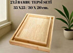 2'li Lüx Bambu Ahşap Tepsi Seti (25 x 35) & (20 x 30)