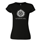 Supernatural Logo Siyah Kadın Tshirt