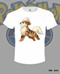 Pokemon - Growlithe Beyaz Erkek Tshirt