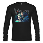 Vikings - Ragnar & Lagertha Siyah Erkek Sweatshirt