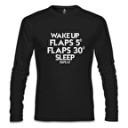 Uçuş - Flap Siyah Erkek Sweatshirt