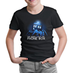Doctor Who - Angels Have The Phone Box Siyah Çocuk Tshirt