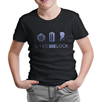 Super Who Lock Siyah Çocuk Tshirt
