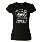 Burç - Born in February Crown Siyah Kadın Tshirt