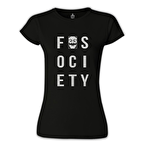 Mr. Robot - Fsociety Logo Siyah Kadın Tshirt