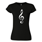 Müzik - Nota Siyah Kadın Tshirt