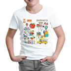 İlkolkul - Alfabe Beyaz Çocuk Tshirt