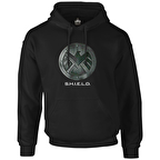 S.H.I.E.L.D Siyah Erkek Fermuarsız Kapşonlu