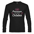 Princess Born in October - Heart Siyah Erkek Sweatshirt
