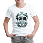 Legends Born on October - Beat Beyaz Çocuk Tshirt