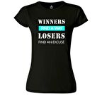 Winners Find a Way Siyah Kadın Tshirt