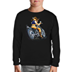 Motosiklet - Biker Girl Siyah Çocuk Sweatshirt