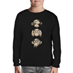 Three Monkeys Siyah Çocuk Sweatshirt