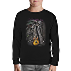 Müzik - Gitar Siyah Çocuk Sweatshirt
