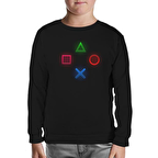 Play Buttons Siyah Çocuk Sweatshirt