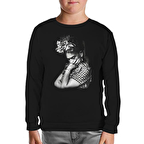Frida Kahlo Siyah Çocuk Sweatshirt