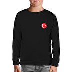 Ay Yıldız - Göğüs Logo 2 Siyah Çocuk Sweatshirt