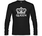 King and Queen - Queen Siyah Erkek Sweatshirt