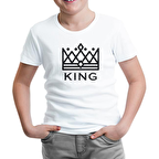 King and Queen - King Beyaz Çocuk Tshirt